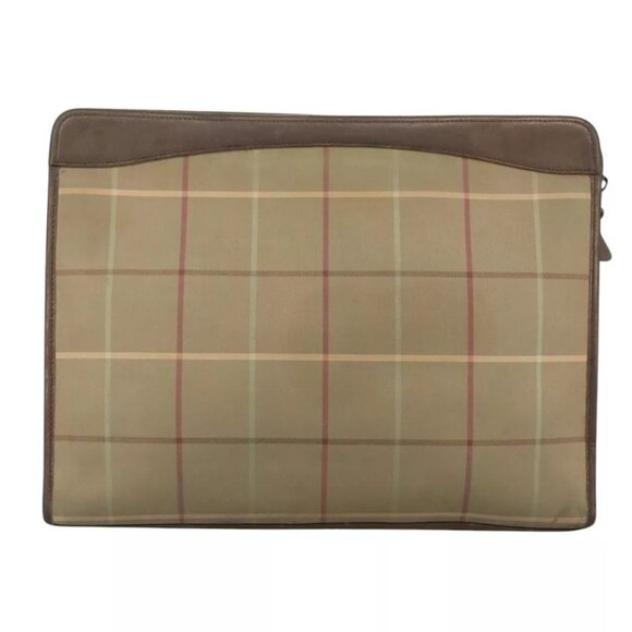 Burberrys Nova Check Clutch Bag Canvas Beige Auth - Picture 3 of 15